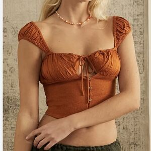 Urban Outfitters Rust Brown Cafe Ruched Cami Top